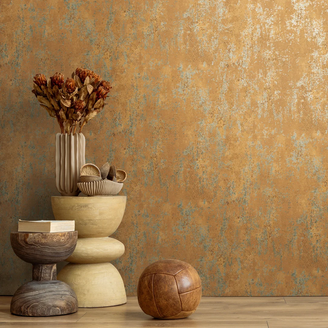 Weathered Metal Wallpaper in Rust - Image 2