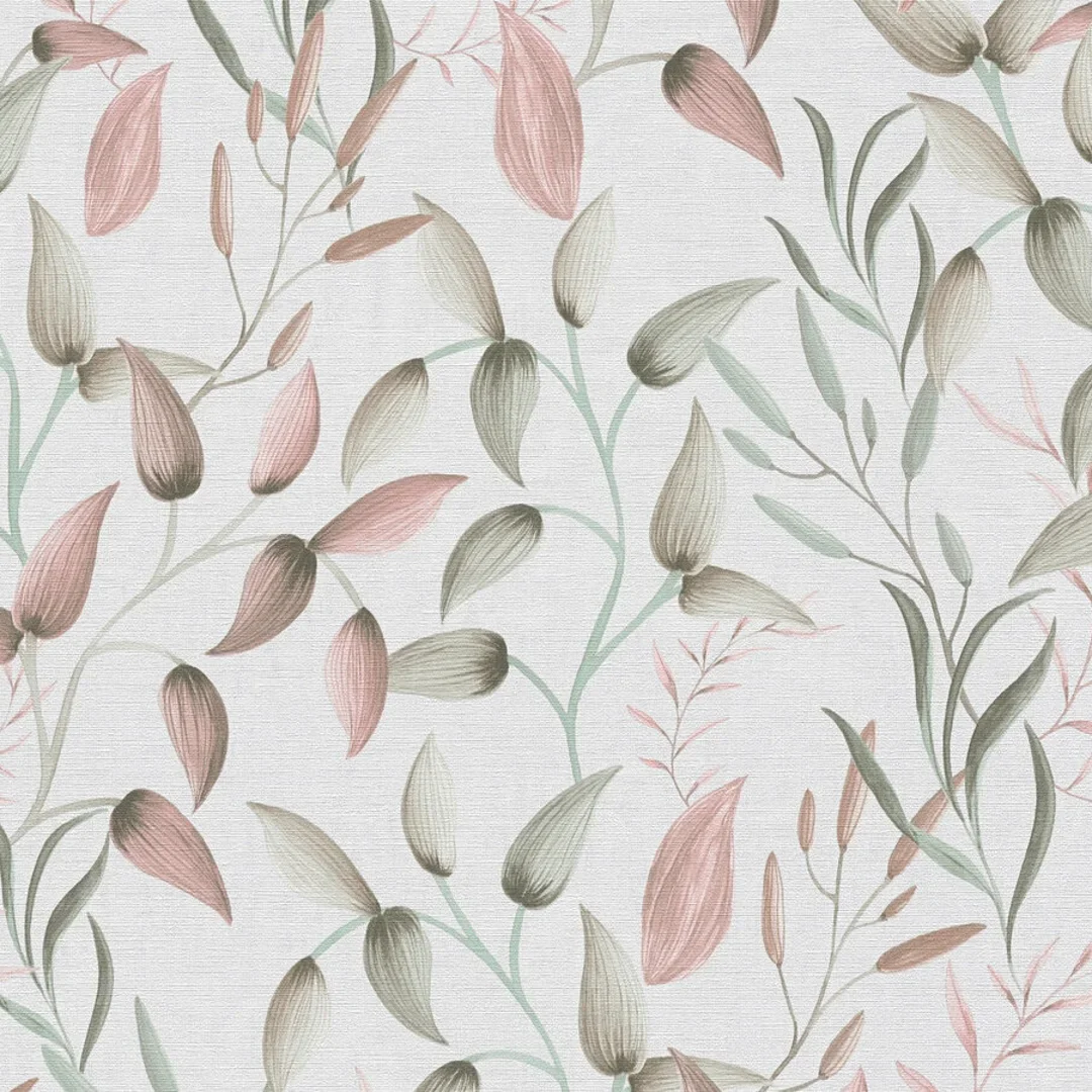 Whispering Vines Wallpaper in Green and Pink