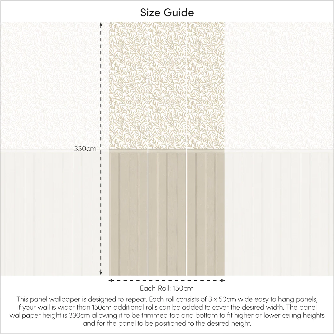 Willow Leaf Panel Wallpaper in Natural with Natural Panel - Image 4