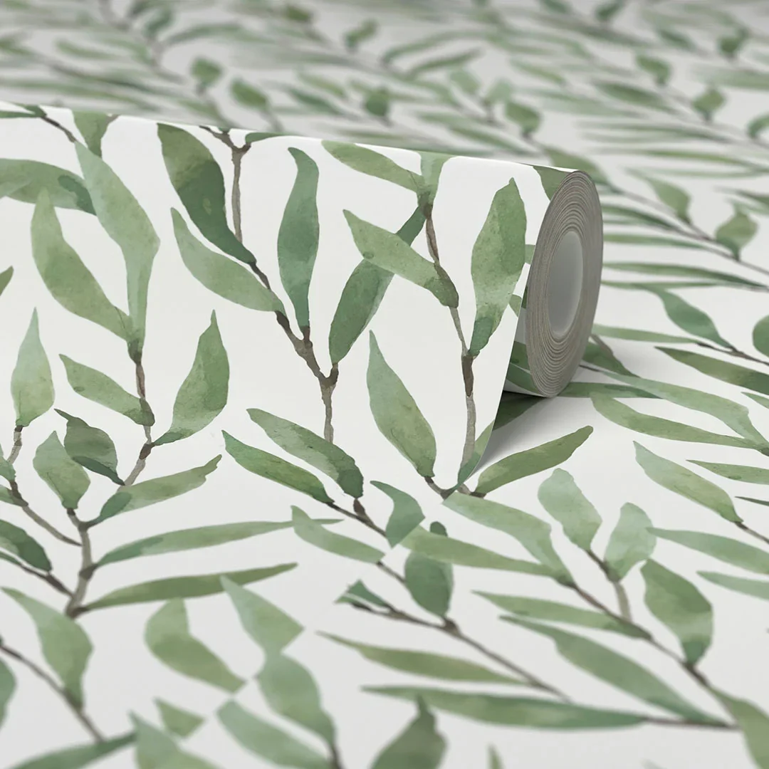 Willow Leaf Wallpaper in Green - Image 4