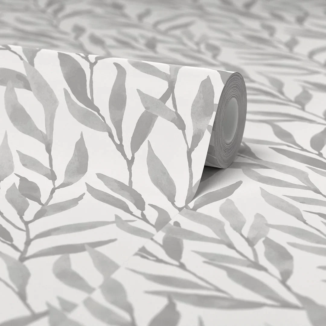 Willow Leaf Wallpaper in Grey - Image 4