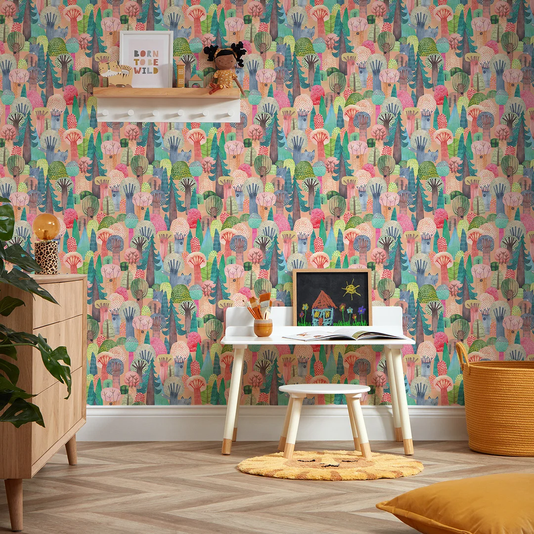 Wolves in the Wood Wallpaper in Brights - Image 2