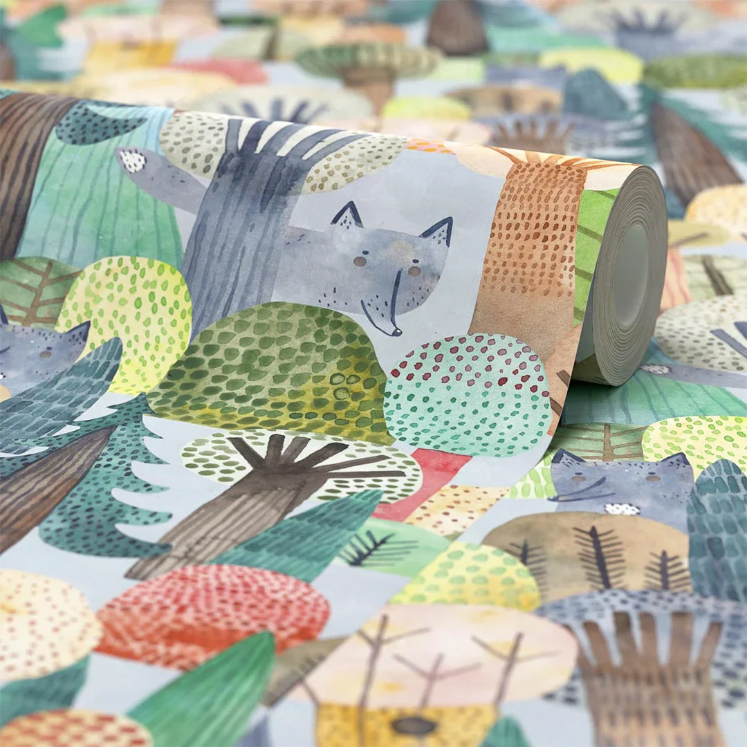 Wolves in the Wood Wallpaper in Multicoloured - Image 4