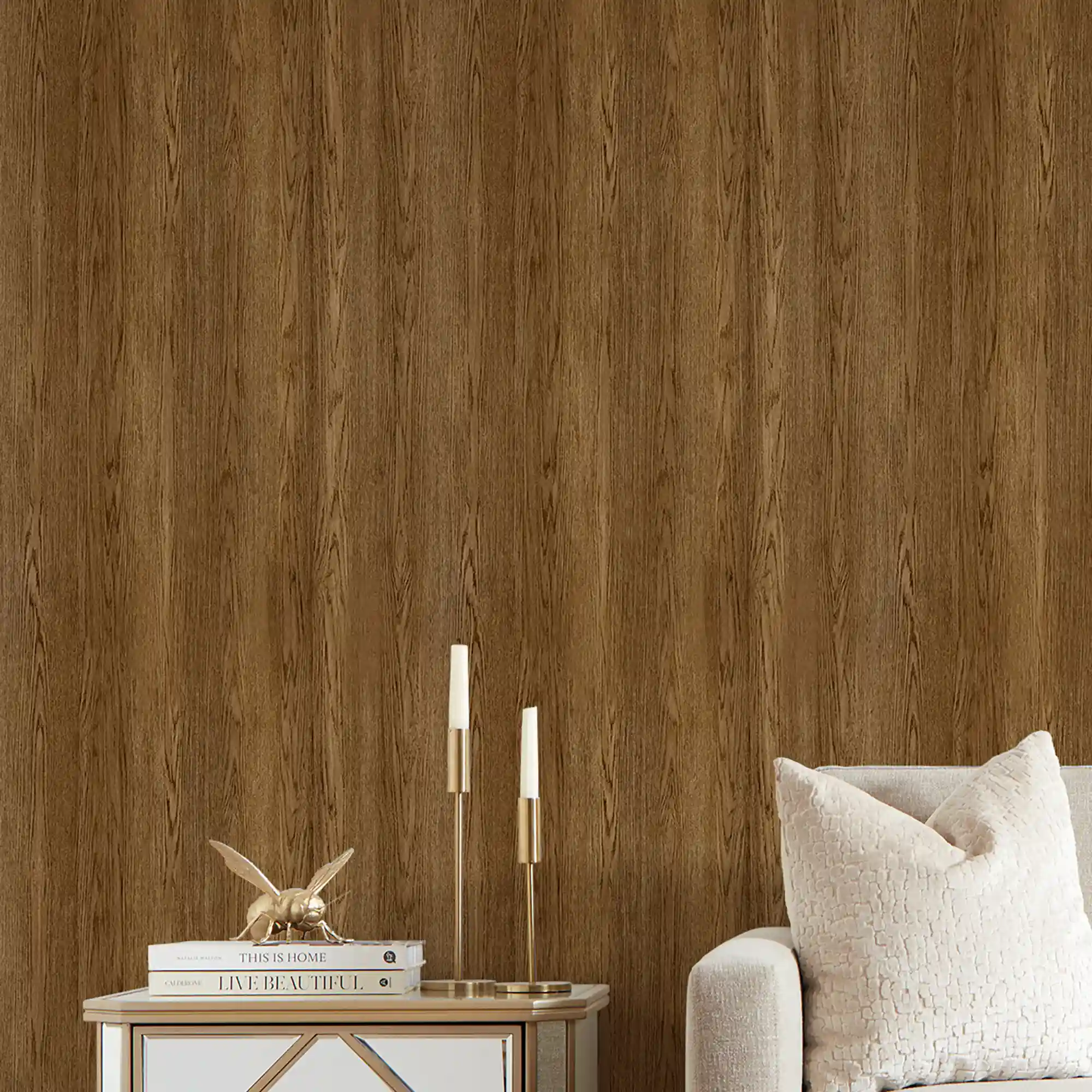 Wood Grain Wallpaper in Dark Oak - Image 2
