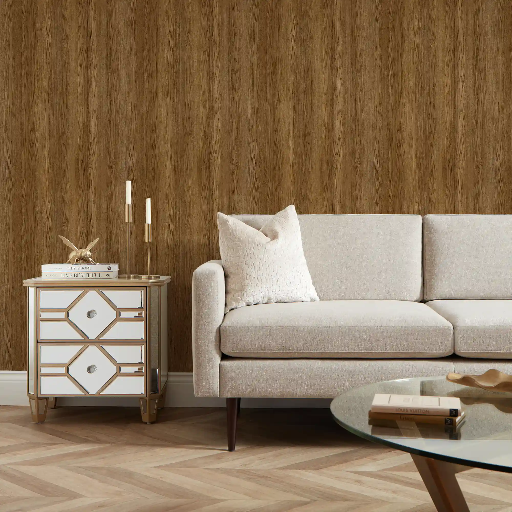 Wood Grain Wallpaper in Dark Oak - Image 3