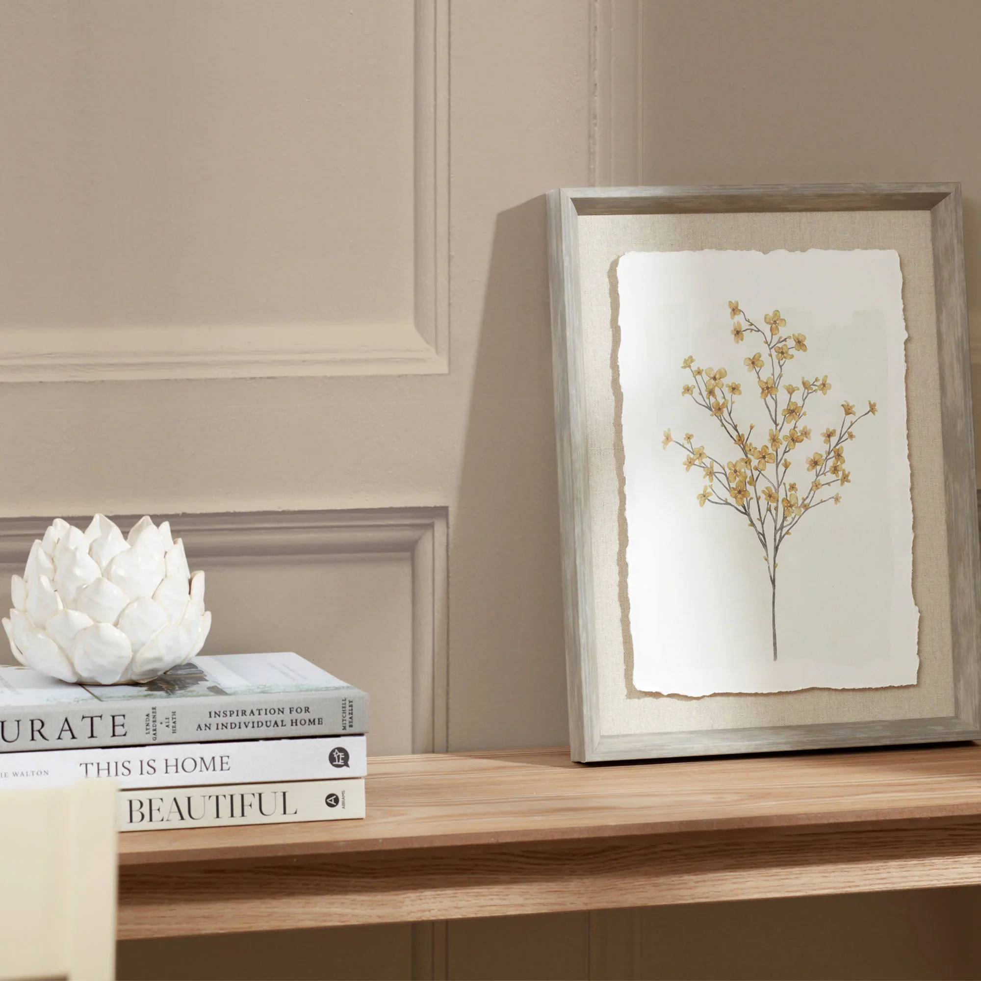 Classic Wood Panel Wallpaper in Nude - Image 3