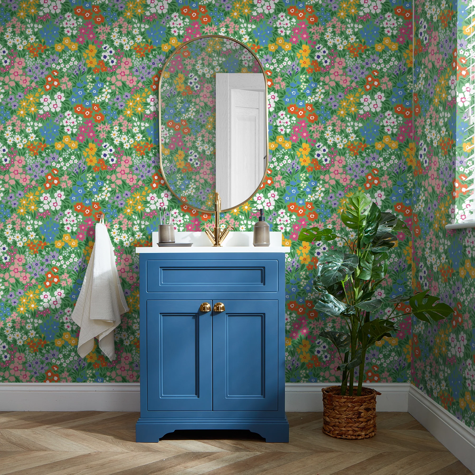 Woodland Meadow Wallpaper in Brights on Green - Image 2