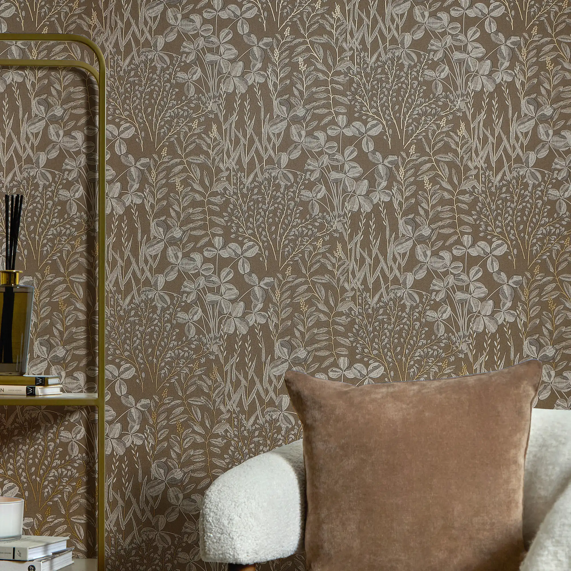 Woodland Meadow Wallpaper in Cappuccino - Image 2