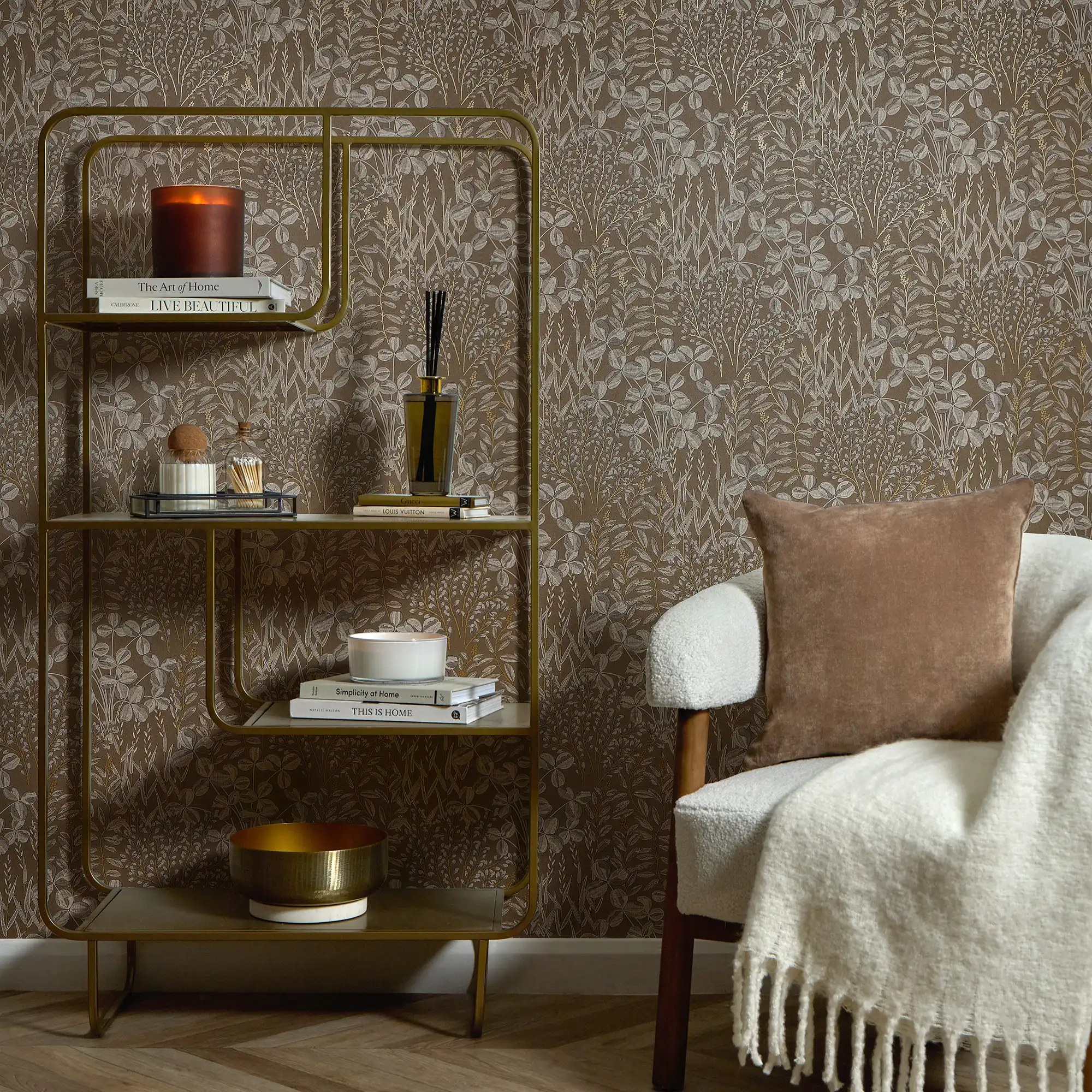 Woodland Meadow Wallpaper in Cappuccino - Image 3