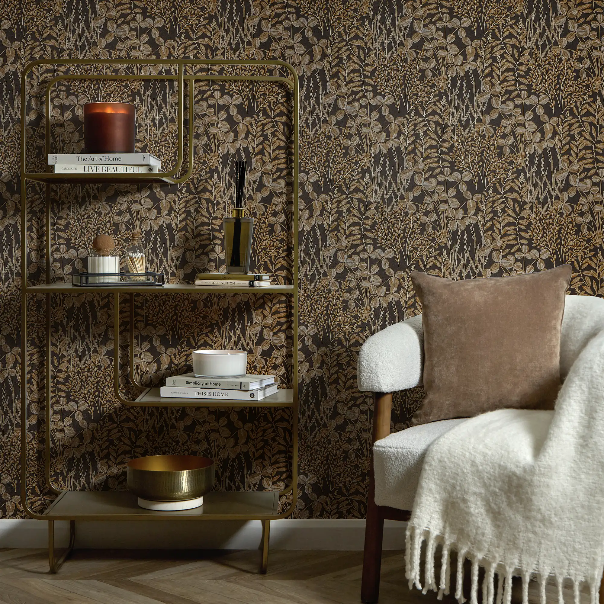 Woodland Meadow Wallpaper in Graphite - Image 3