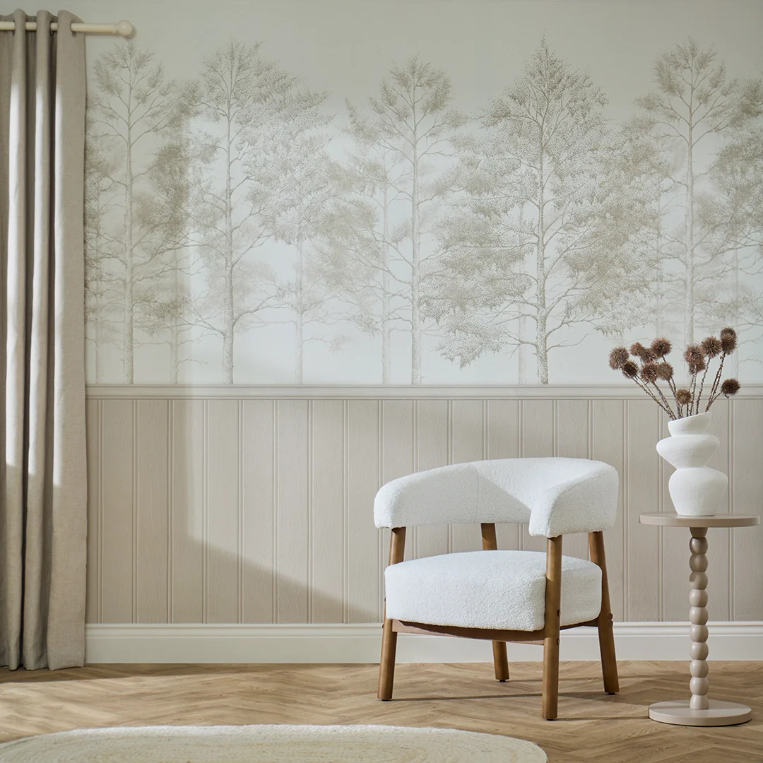 Woodland Whisper Panel Wallpaper in Cream - Image 3