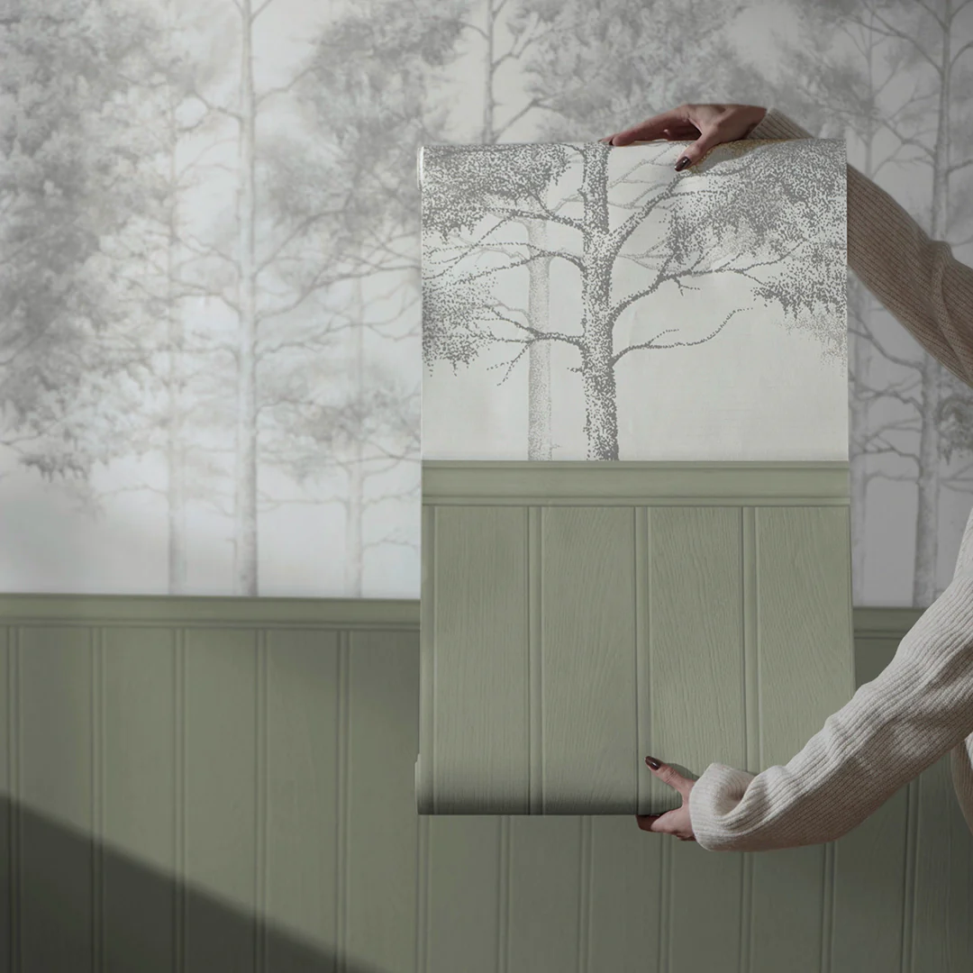 Woodland Whisper Panel Wallpaper in Sage Green - Image 2