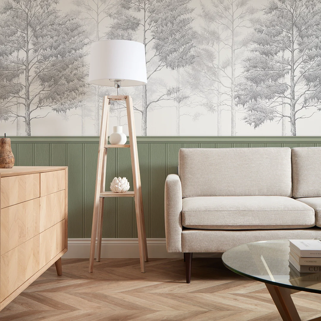 Woodland Whisper Panel Wallpaper in Sage Green - Image 3