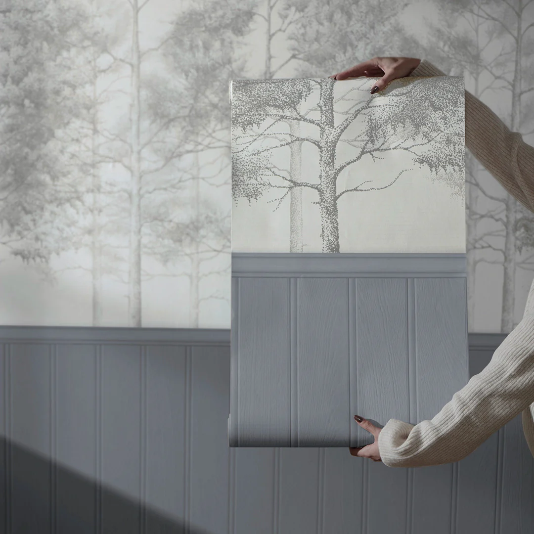 Woodland Whisper Panel Wallpaper in Slate - Image 2