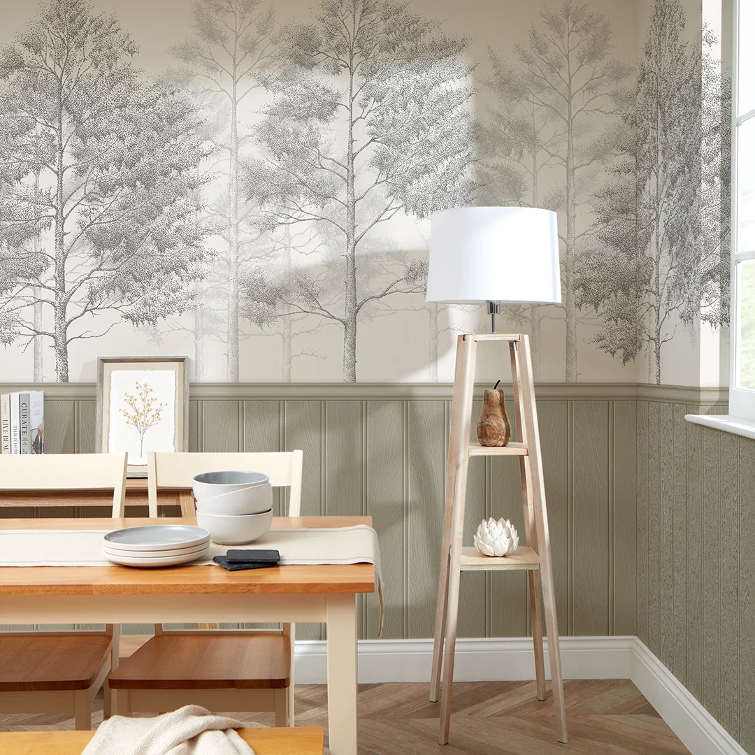 Woodland Whisper Panel Wallpaper in Taupe - Image 3