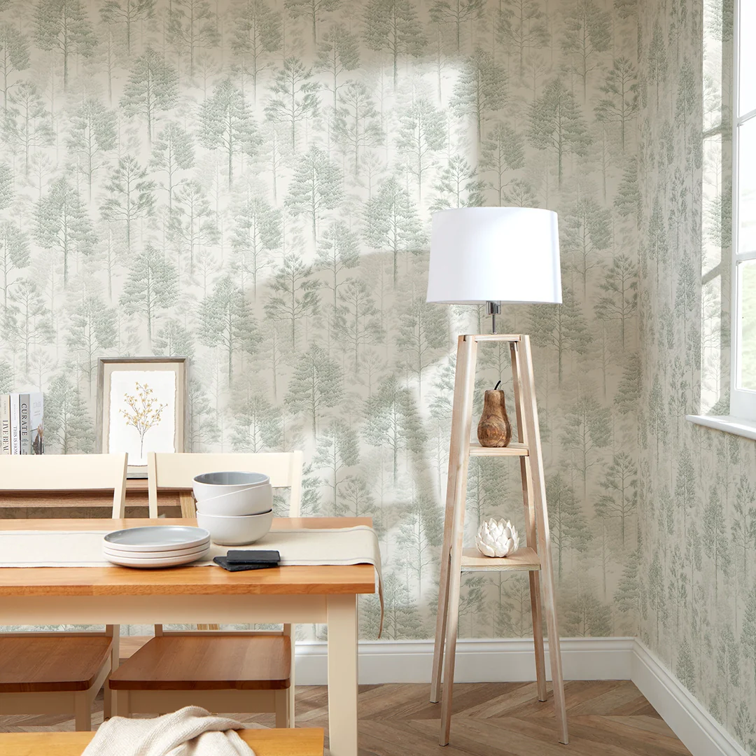Woodland Whisper Wallpaper in Sage Green - Image 2