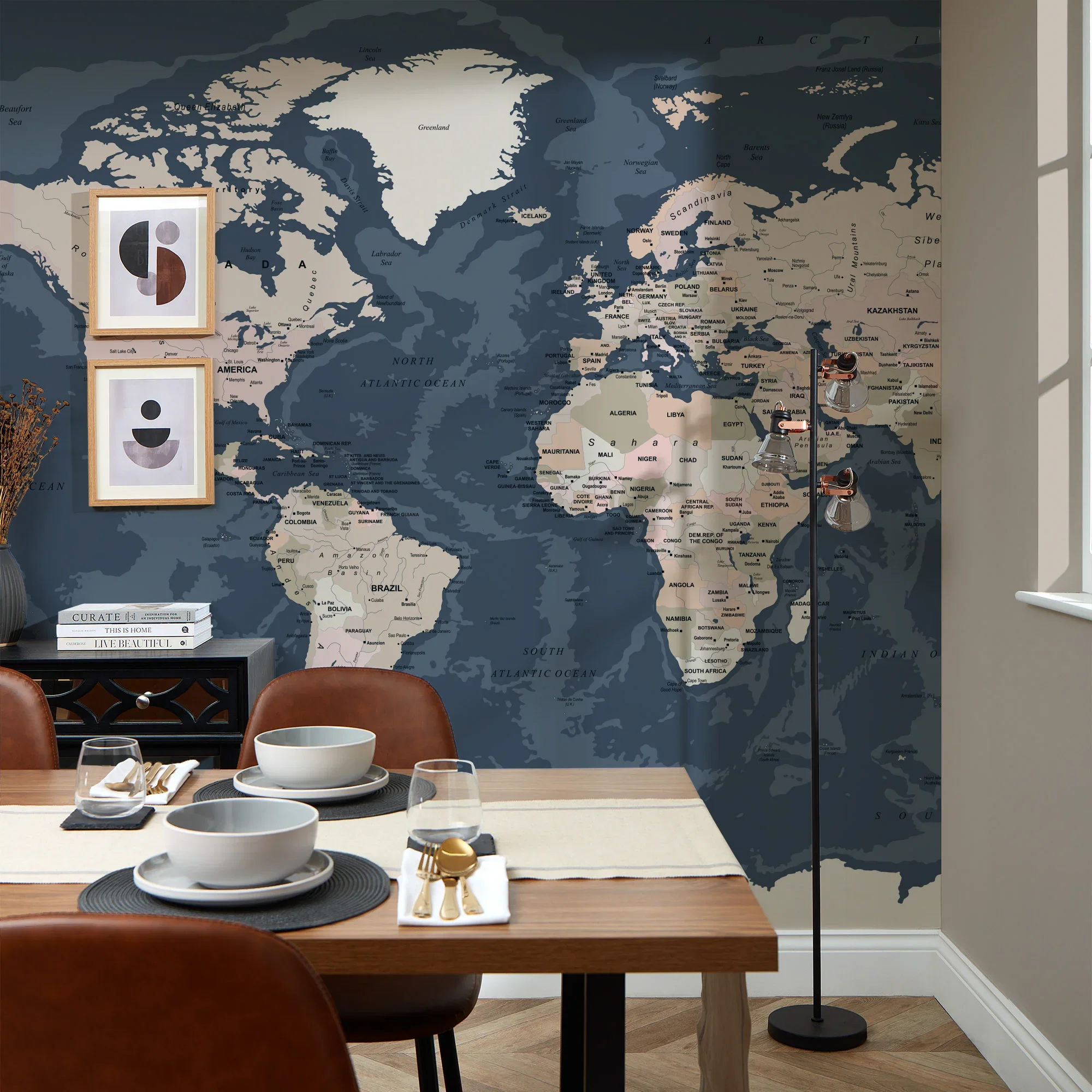 World Map Full Wall Mural in Dark - Image 2
