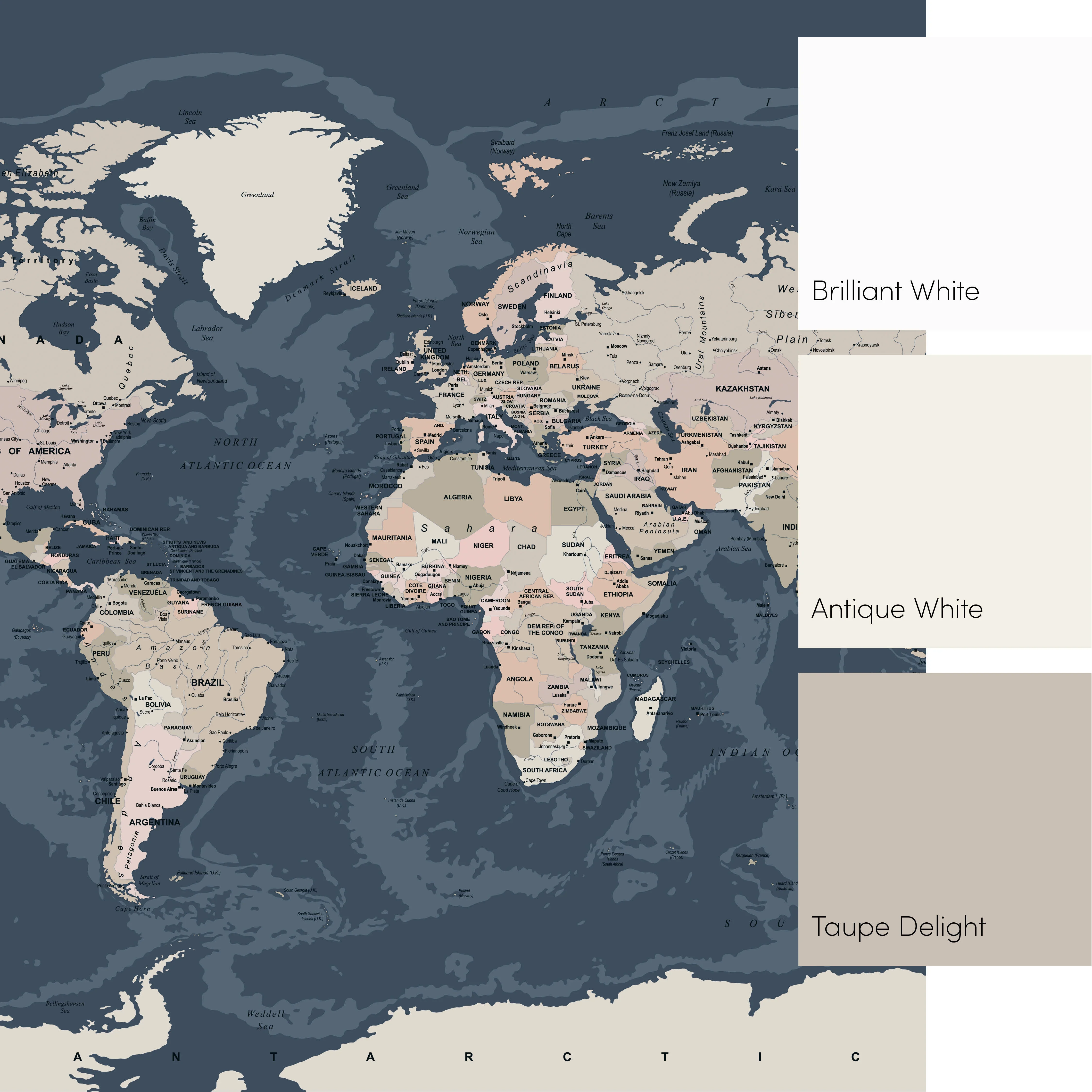 World Map Full Wall Mural in Dark - Image 3