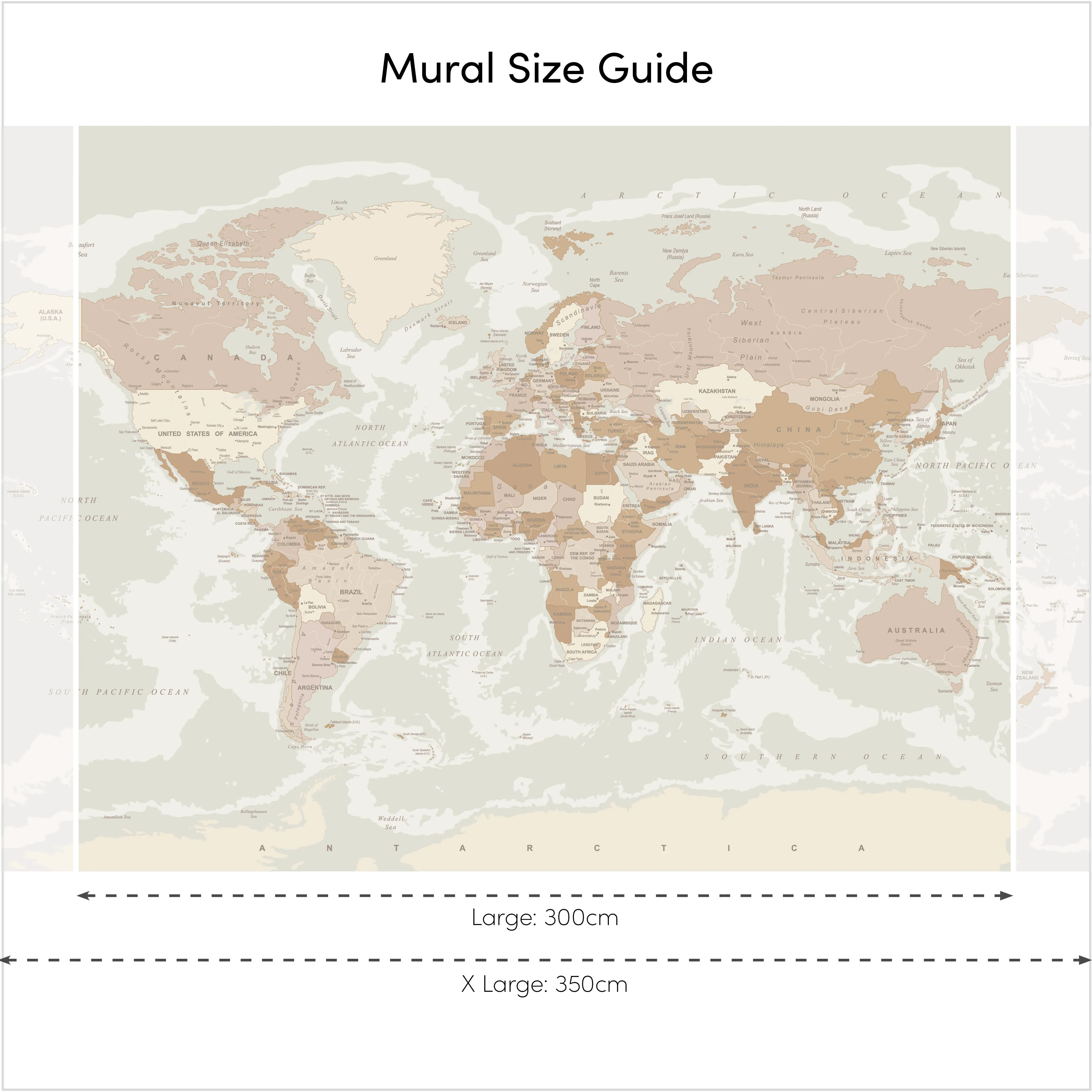 World Map Full Wall Mural in Neutral - Image 4