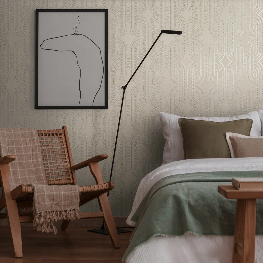 Woven Deco Wallpaper in Beige - Image 2
