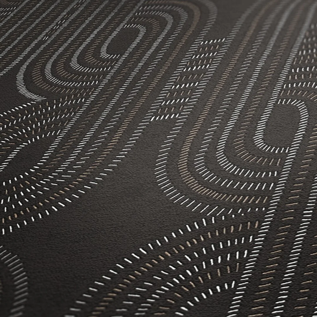 Woven Deco Wallpaper in Charcoal - Image 3