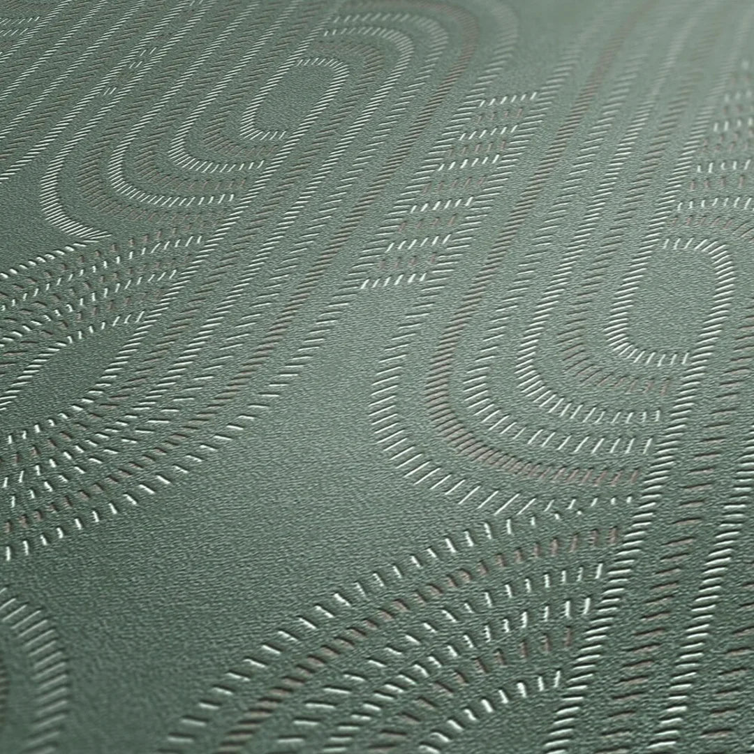 Woven Deco Wallpaper in Green - Image 3
