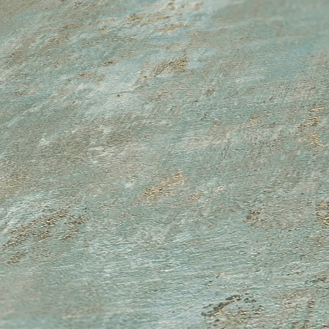 Woven Sands Wallpaper in Gold on Teal - Image 3