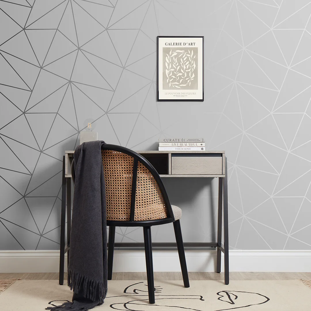 Zara Shimmer Metallic Wallpaper in Soft Grey and Silver - Image 2