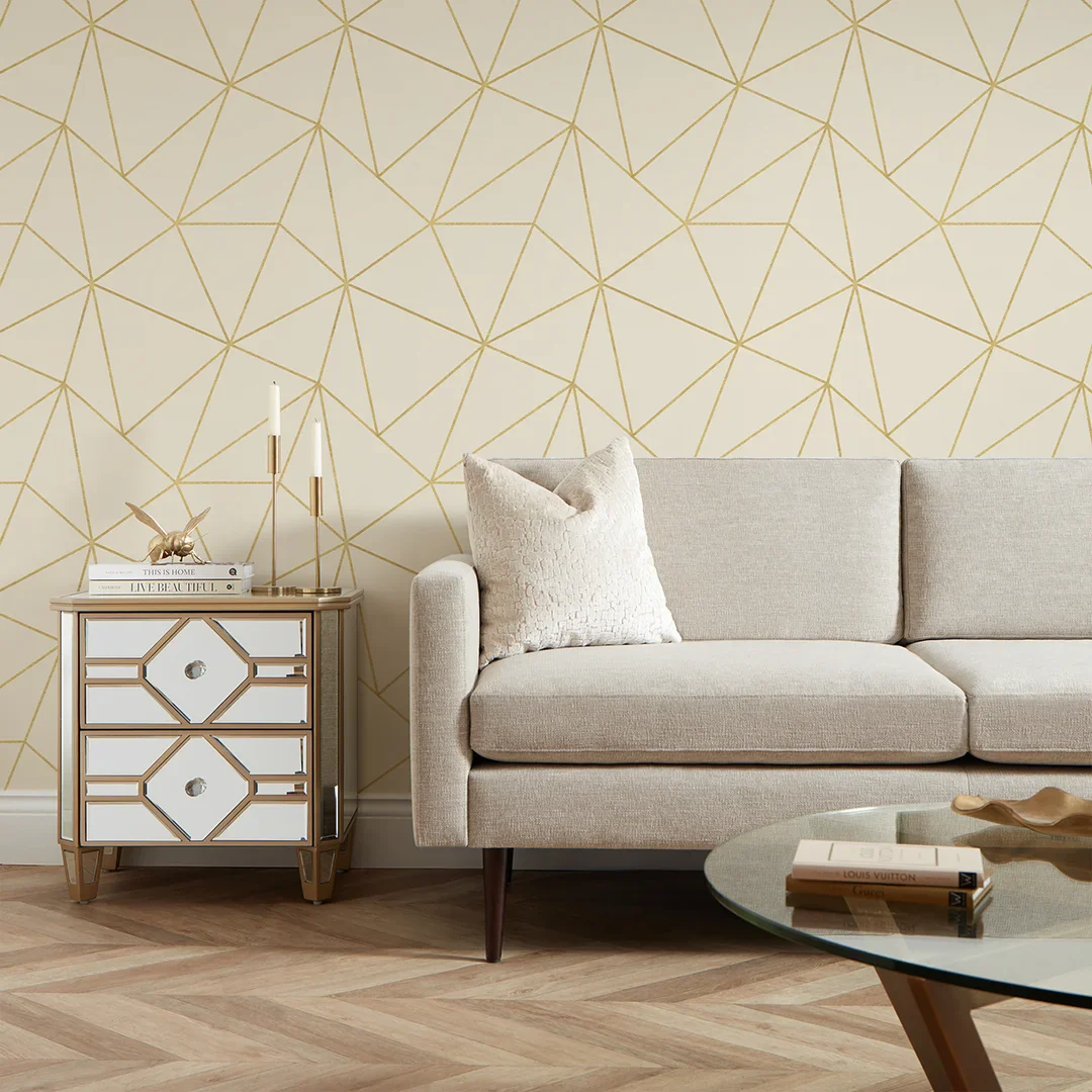 Zara Wallpaper in Cream and Gold - Image 2
