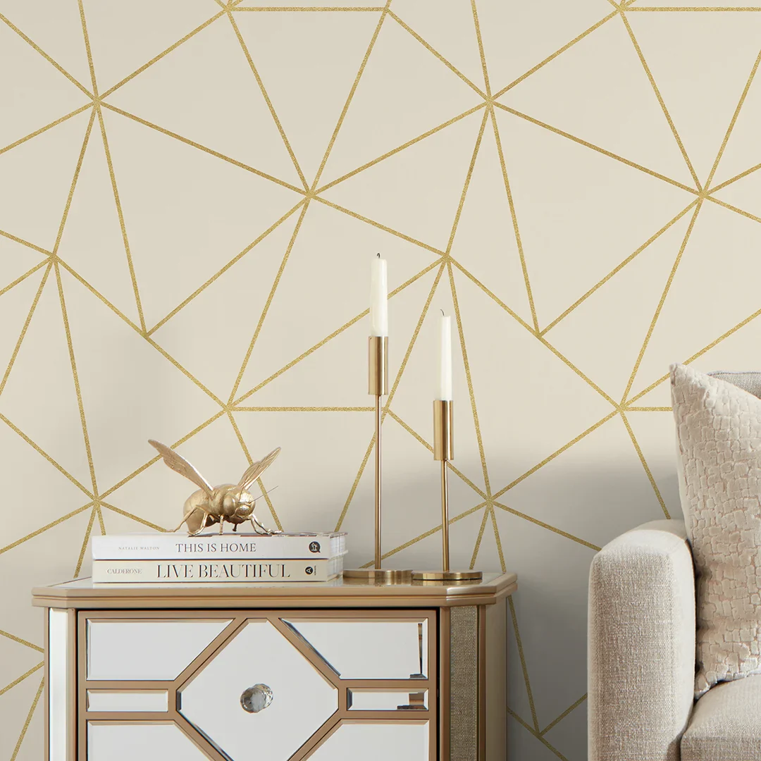Zara Wallpaper in Cream and Gold - Image 3