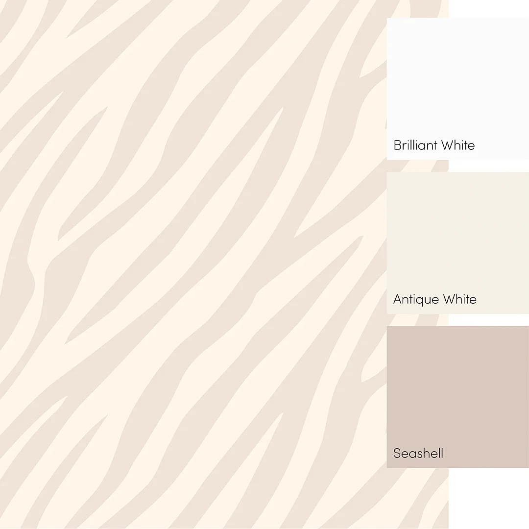 Zebra Print Full Wall Mural in Cream and Truffle - Image 3