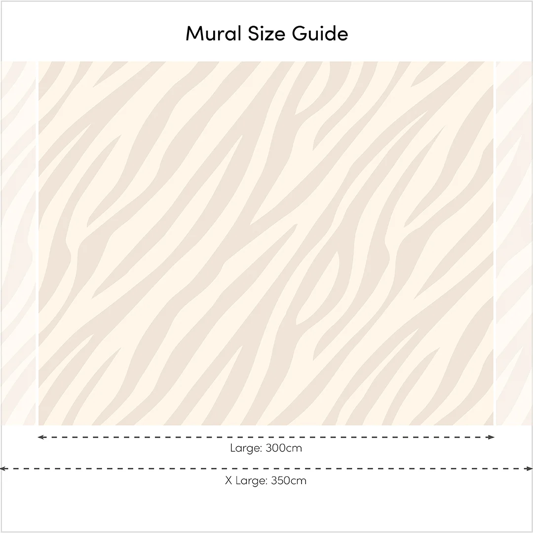 Zebra Print Full Wall Mural in Cream and Truffle - Image 4