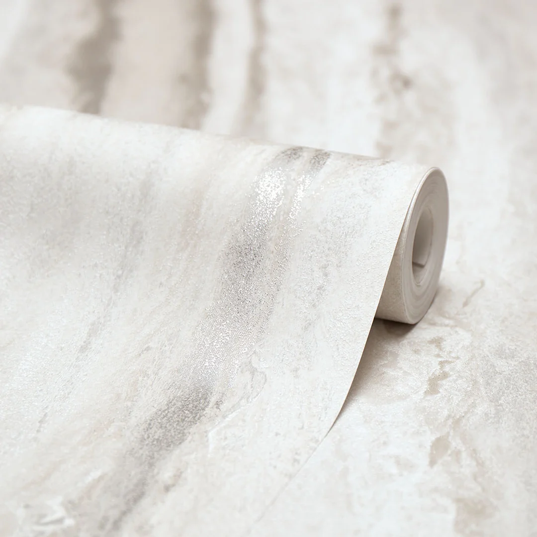 Zelda Metallic Wallpaper in Cool Grey with Metallic Silver - Image 4
