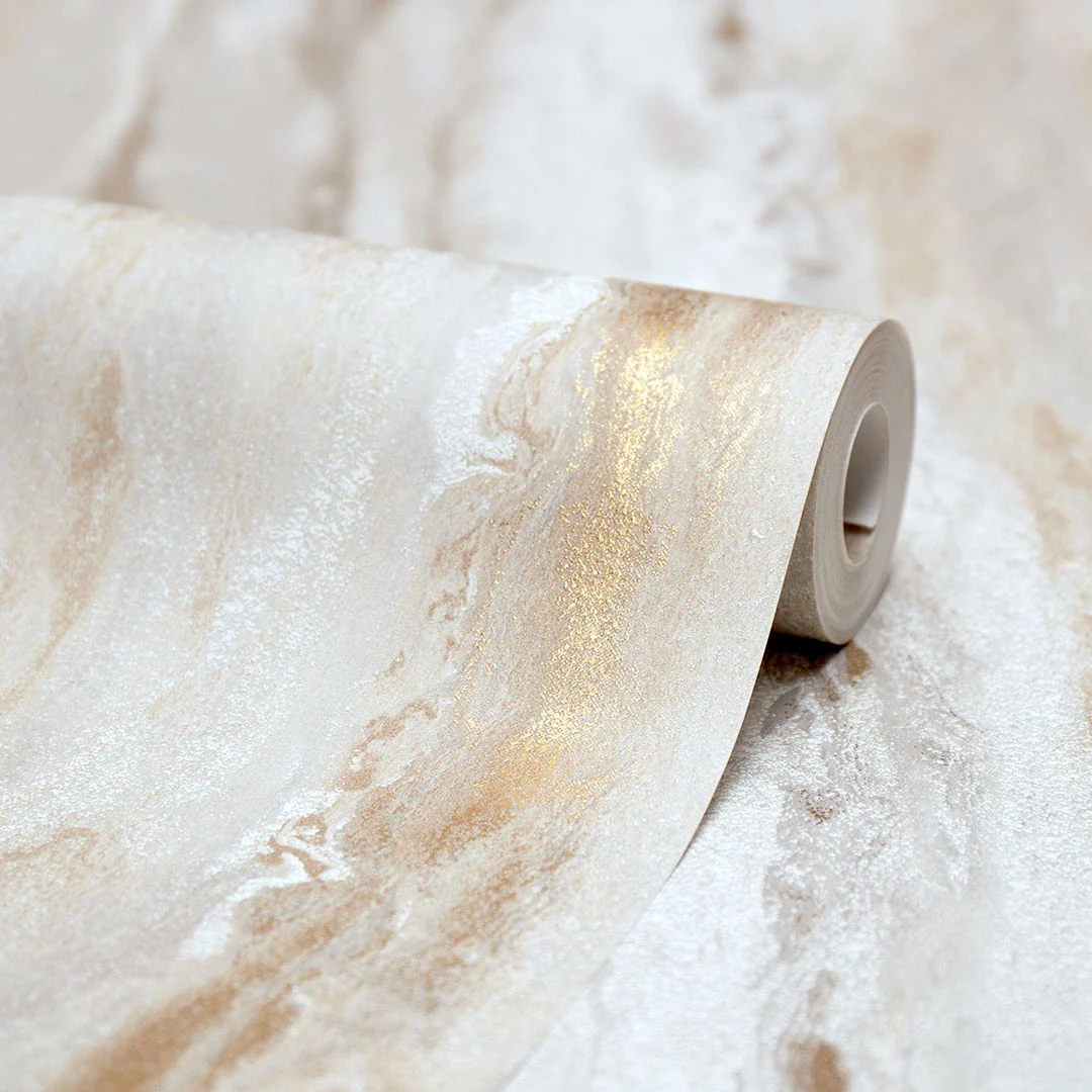 Zurich Metallic Wallpaper Cool Grey with Metallic Gold - Image 4